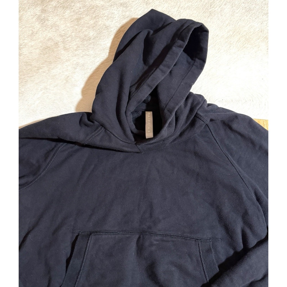 Athleta Moonrise Split Open Back Hoodie Black Women Size Medium Kangaroo‎ Pocket - Picture 4 of 6